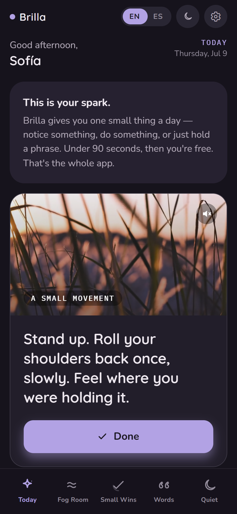 Today — one small spark a day